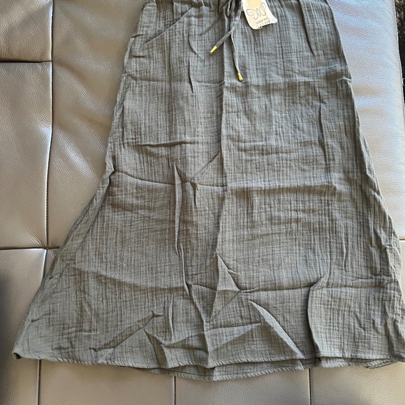 NWT Johnny Was Calme Cotton Gauze Drawstring Skirt - Olive Green - Picture 2 of 5